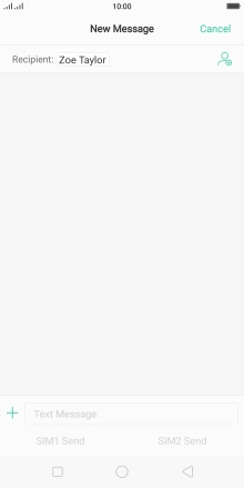 Press the text input field and write the text for your text message.