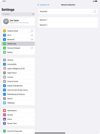 If you turn off the function, press the required network.