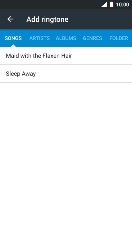 Press the required ring tone.