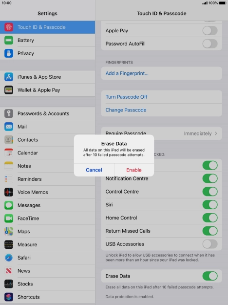 If you turn on the function, press Enable.