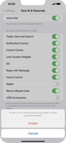 If you turn on the function, press Enable.