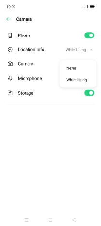 Press the required setting.