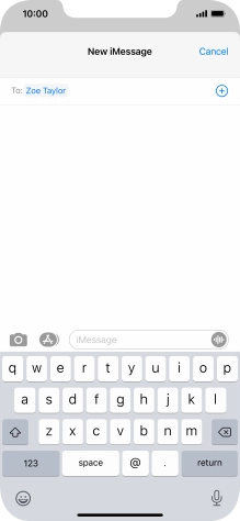 If the recipient can receive iMessages, iMessage is displayed in the text input field.