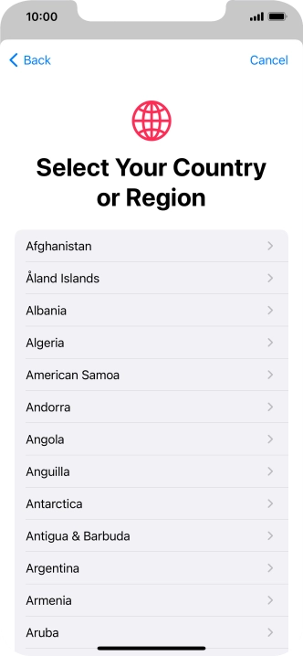 Press the required country.