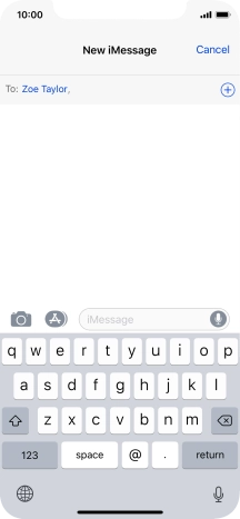 If the recipient can receive iMessages, iMessage is displayed in the text input field.