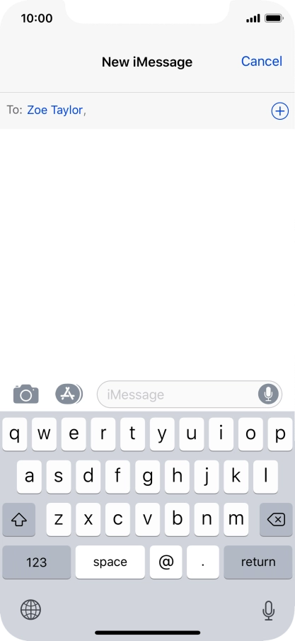 If the recipient can receive iMessages, iMessage is displayed in the text input field.