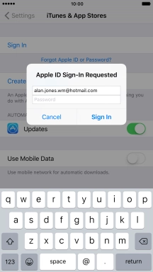 Press Password and key in the password for your Apple ID.