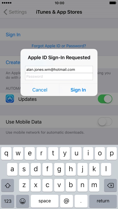 Press Password and key in the password for your Apple ID.
