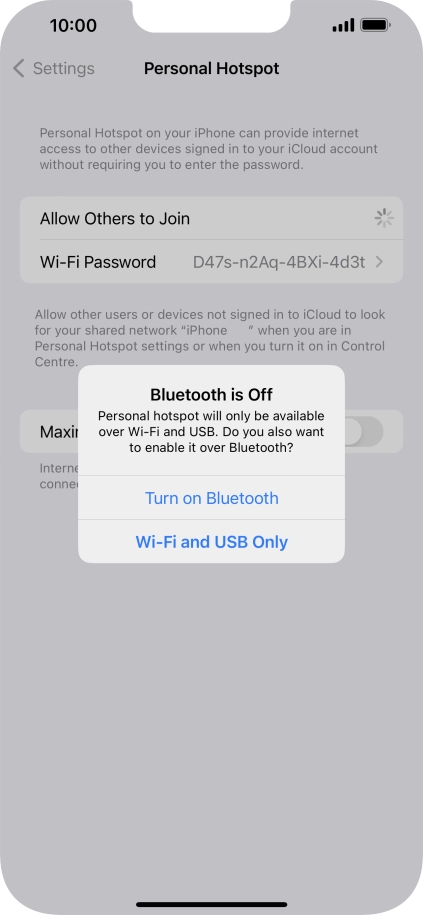 If Wi-Fi is turned on, press Wi-Fi and USB Only.