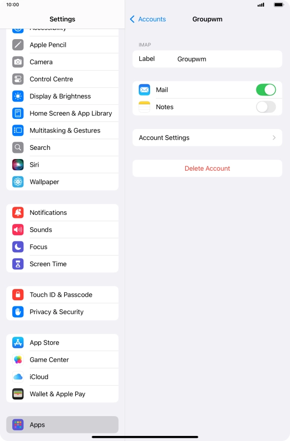 Press Account Settings.