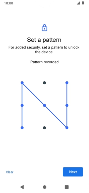 Slide your finger across the screen to connect at least four points and press Next.