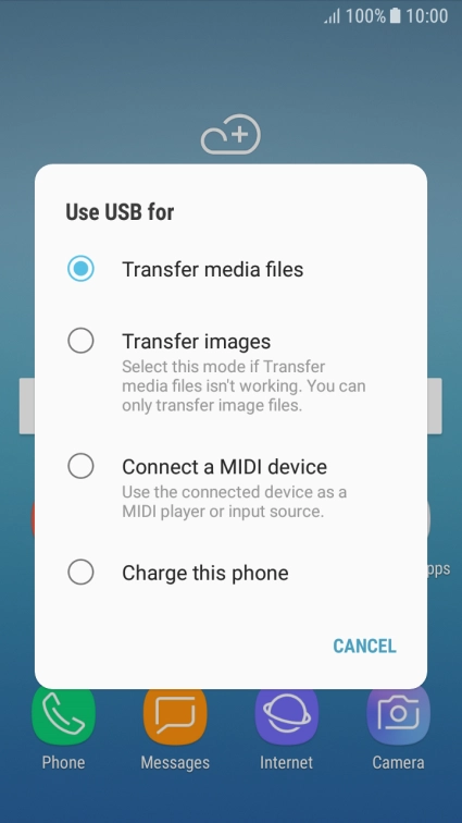 Press Transfer media files to turn on the function.