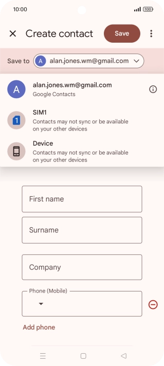 Press the required Google account.