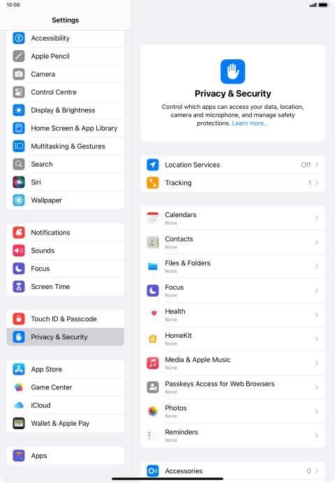 Press Location Services.