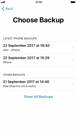 Press the required backup and your phone restores the content of the selected backup. Subsequently, follow the instructions on the screen to set up your phone and prepare it for use.