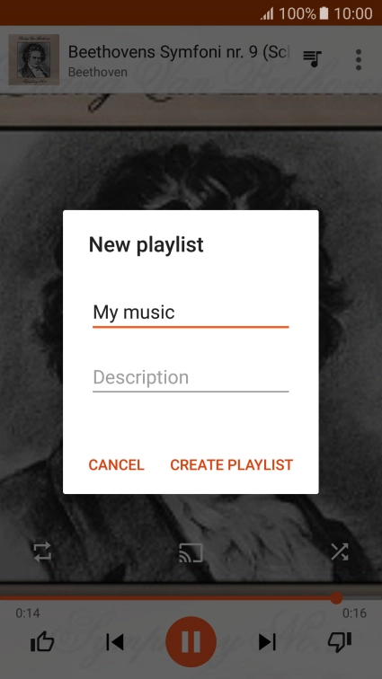 Key in a name for the playlist and press CREATE PLAYLIST.