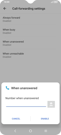 Key in +61414121121 and press ENABLE.