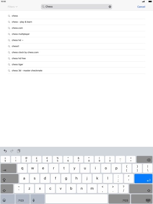 Key in the name or subject of the required app and press enter.
