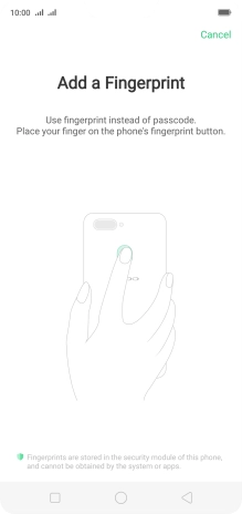 Follow the instructions on the screen to create the phone lock code using your fingerprint.