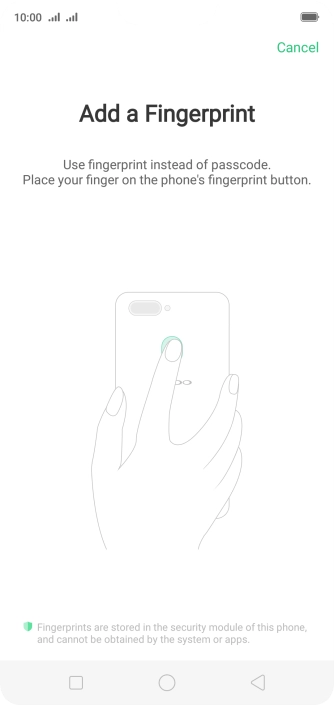 Follow the instructions on the screen to create the phone lock code using your fingerprint.