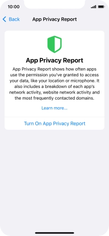 Press Turn On App Privacy Report to turn on the function.