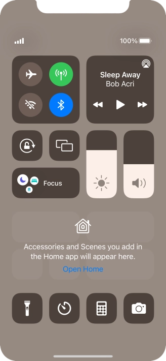 Press the flight mode icon to turn the function on or off.