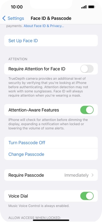 Press Turn Passcode Off and key in the phone lock code.