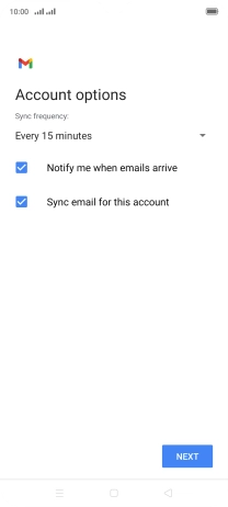 If this screen is displayed, you email account has been recognised and set up automatically. Follow the instructions on the screen to key in more information and finish setting up your phone.