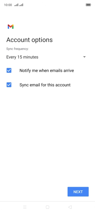 If this screen is displayed, you email account has been recognised and set up automatically. Follow the instructions on the screen to key in more information and finish setting up your phone.