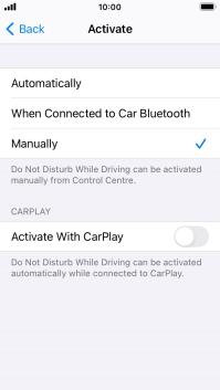 Press the required setting.