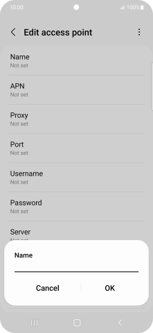 Key in Vodafone Internet and press OK.