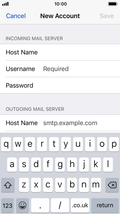 Press Username and key in the username for your email account.