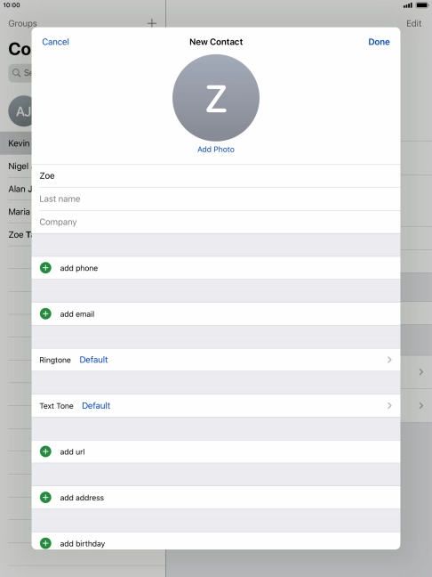 Press Last name and key in the last name.