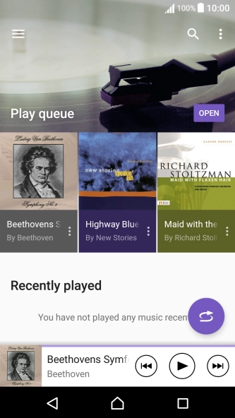 Slide your finger right starting from the left side of the screen.