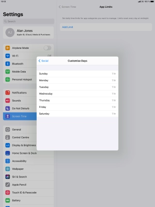 Press the required days.