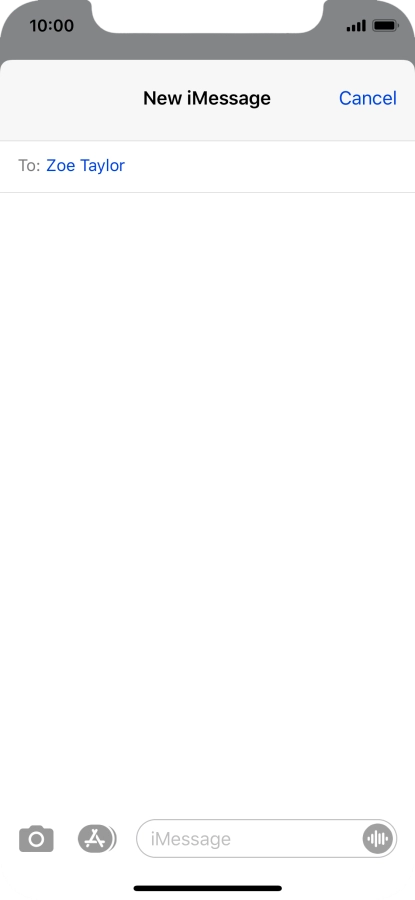 If the recipient can receive iMessages, iMessage is displayed in the text input field.