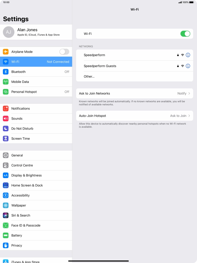 Press the required Wi-Fi network and key in the password for the Wi-Fi network.