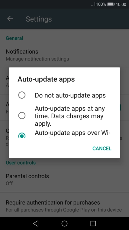 Press Do not auto-update apps to turn off the function.