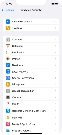 Press Location Services.