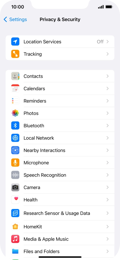 Press Location Services.