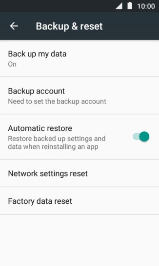 Press Factory data reset.