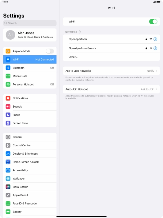 Press the required Wi-Fi network and key in the password for the Wi-Fi network.