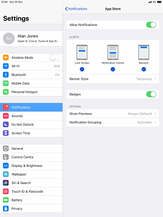 Press the indicator next to 