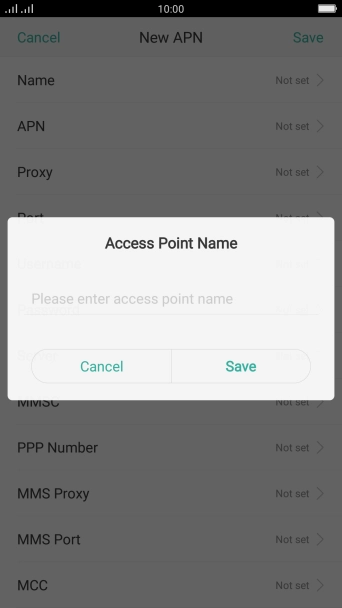 Key in Vodafone Internet and press Save.