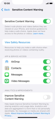 Press the indicators next to the required applications to turn the function on or off.