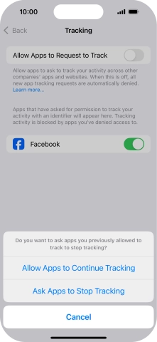 If you turn off the function, press the required setting.
