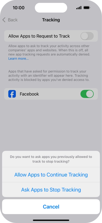 If you turn off the function, press the required setting.