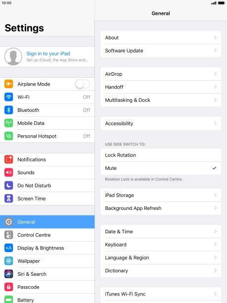 Press Sign in to your iPad.