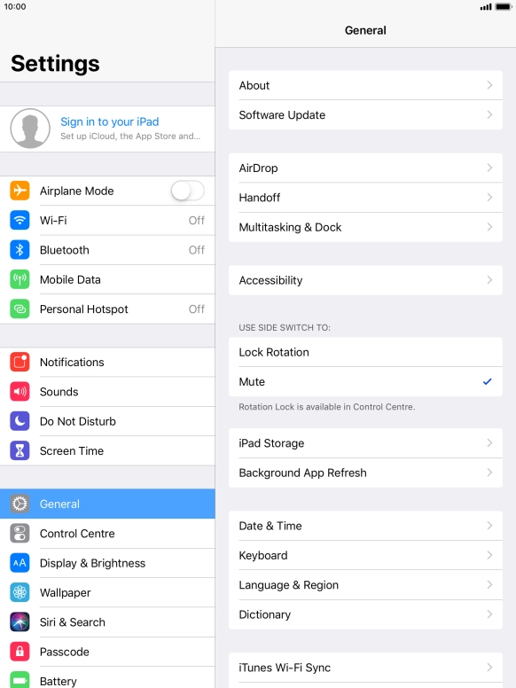 Press Sign in to your iPad.