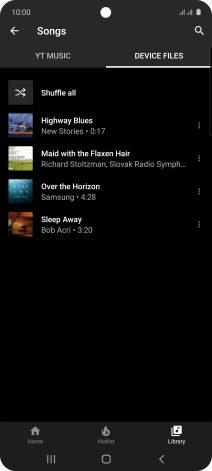 Press the required audio file.